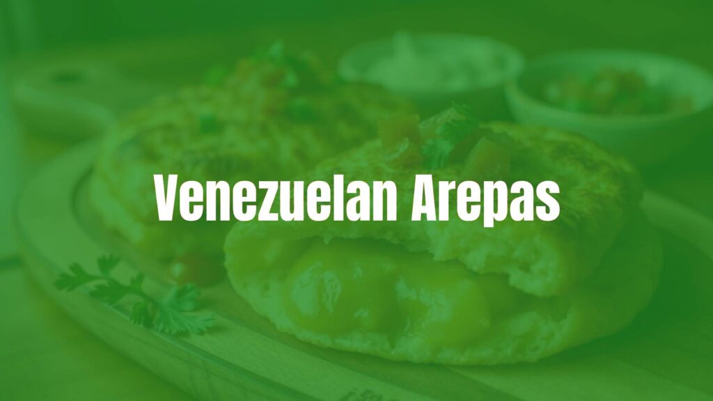 Venezuelan arepas, golden-brown crispy crust, soft inside, served on a wooden board with traditional toppings, warm lighting, realistic.