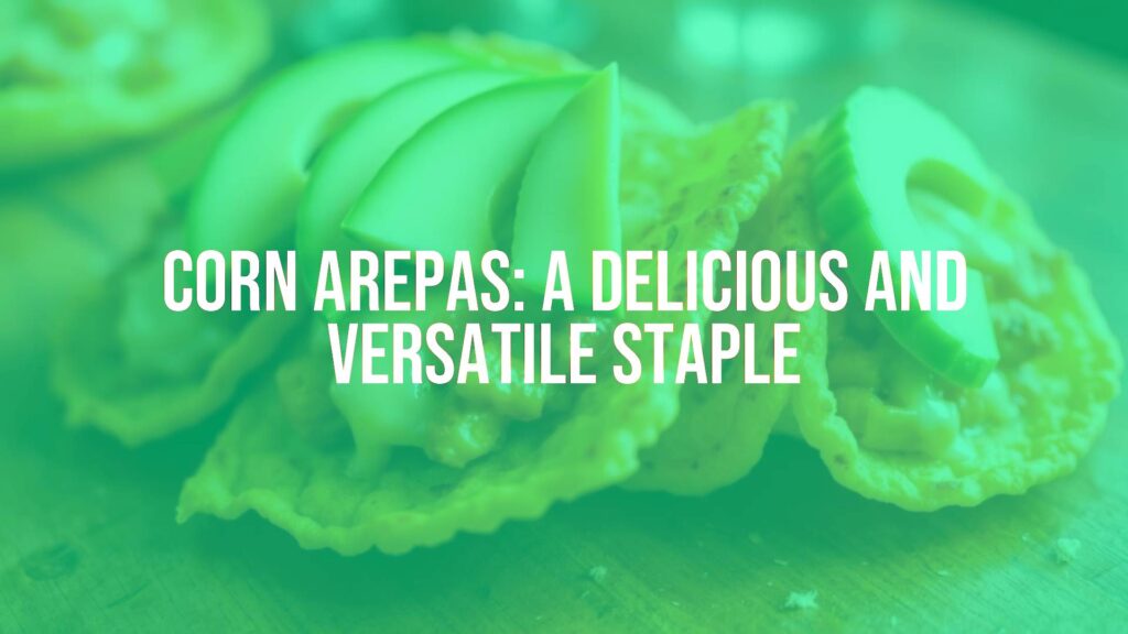 Golden corn arepas on a wooden table, crispy exterior with soft inside, topped with cheese and avocado, warm lighting, traditional South American cuisine, realistic.