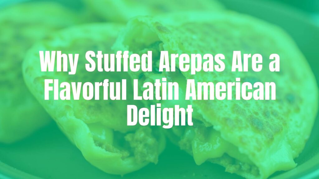 Golden-brown stuffed arepas with melted cheese and savory fillings, crispy texture, Latin American cuisine, vibrant and appetizing, realistic food photography.