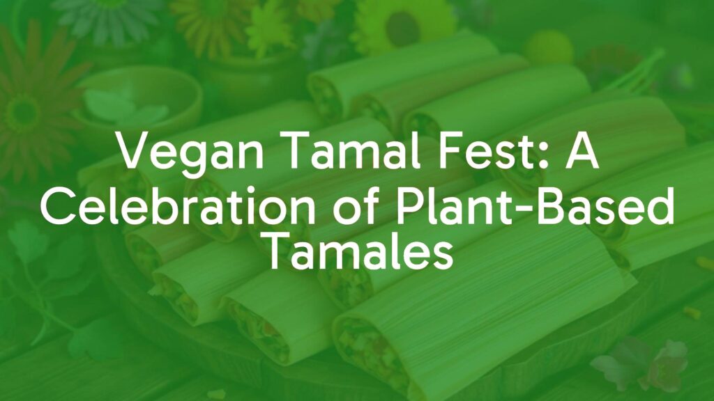 Colorful display of vegan tamales on a wooden table, festive atmosphere, vibrant decorations, traditional Mexican style, realistic.
