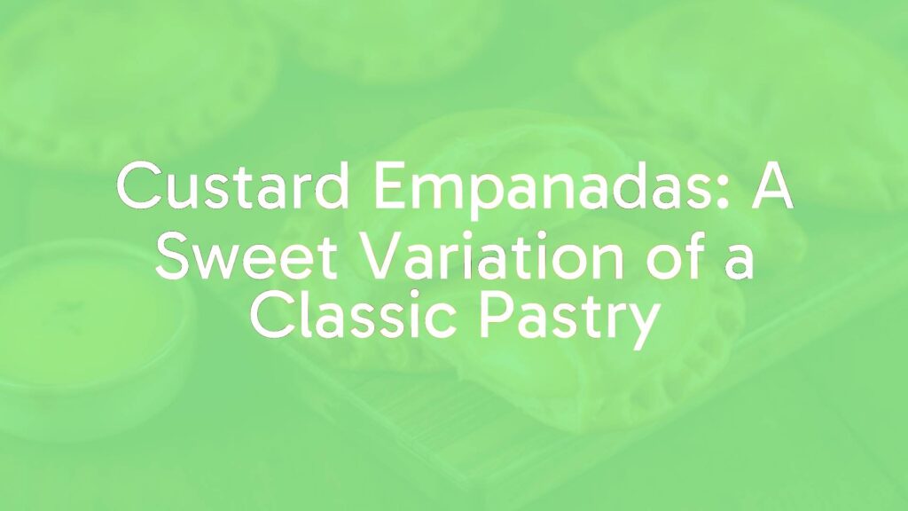 Golden brown custard empanadas on a rustic wooden table, flaky pastry with creamy filling oozing out slightly, warm lighting, inviting and delicious, food photography style.