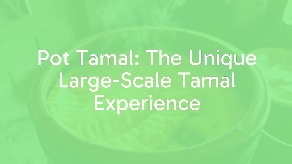 A large clay pot filled with steaming tamal de olla, rich golden-brown masa with visible chunks of savory filling, rustic kitchen setting, warm lighting, traditional Latin American cuisine.