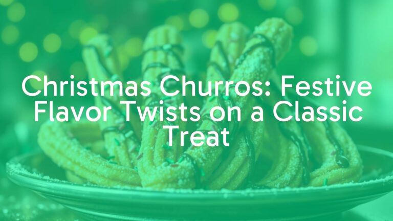 Festive Christmas churros with cinnamon and sugar dusting, holiday sprinkles, and chocolate drizzle, warm golden lighting, cozy holiday ambiance, realistic.