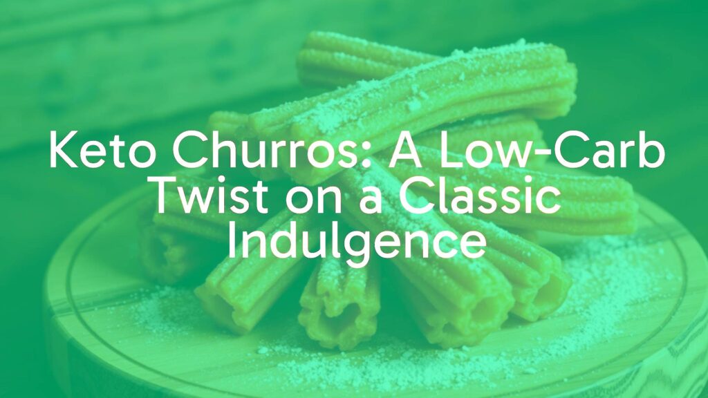 Golden-brown keto churros on a wooden plate, sprinkled with cinnamon and low-carb sweetener, rustic background, warm lighting, appetizing.